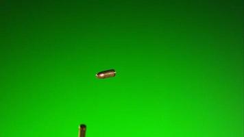 Bullets falling and bouncing in ultra slow motion 1,500 fps on a reflective surface - BULLETS PHANTOM 014 video