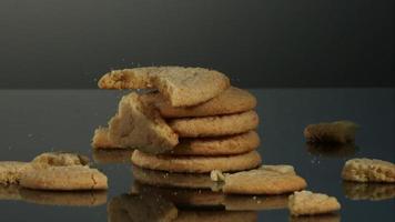 Cookies falling and bouncing in ultra slow motion (1,500 fps) on a reflective surface - COOKIES PHANTOM 060 video