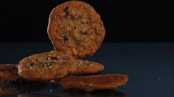 Cookies falling and bouncing in ultra slow motion (1,500 fps) on a reflective surface - COOKIES PHANTOM 068 video