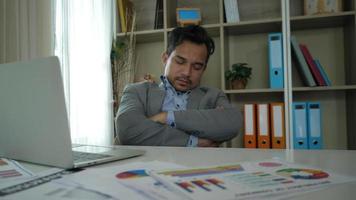 Stressed Businessman with overcomed and not enough rest. video