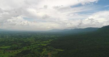 Aerial view wide shot point of view mountain with lush trees video