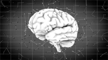 un cerveau humain en rotation avec des neurotransmetteurs de synapse futuristes video