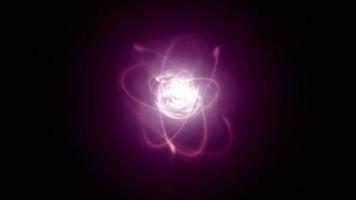 les particules atomiques entrent en collision, tournent et brillent
