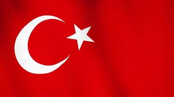 Turkiet flagga vajande, en flagga animation bakgrund. video