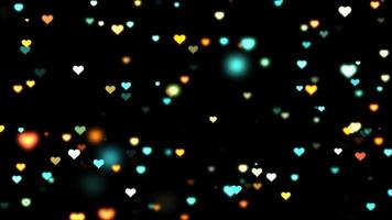 gloeiende harten kleurrijke bokeh lichten valentines achtergrond animatie lus 4k video
