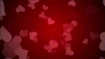 lindo dia dos namorados corações vermelhos com animação de fundo flutuante 4k video