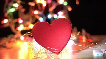 Red Fabric Heart with Twinkle Lights Behind it video