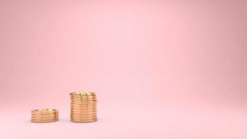 Raising of Golden Coins Stacks on a Pink Background video