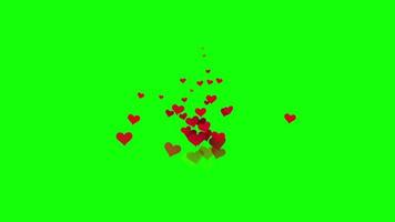 Small Red Hearts Floating Up on Chromakey background video