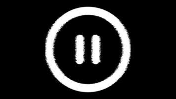 segno di pausa effetto glitch animato sul simbolo del cerchio. video