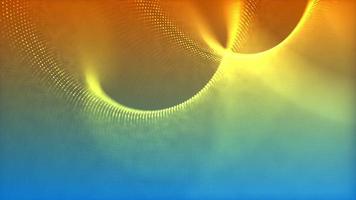 Yellow 4K glowing mesh undulating on orange and blue background video