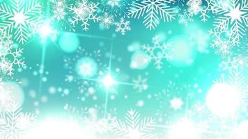 beautiful snowflakes rotating on a blue background lens flare bokeh