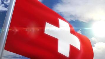 Waving flag of Switzerland Animation video