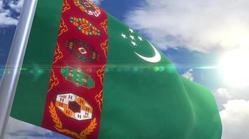 Waving flag of Turkmenistan Animation video
