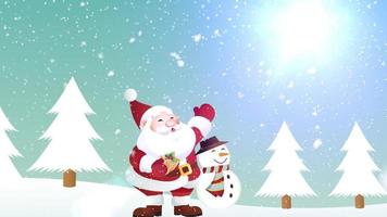 Babbo Natale e renne banner di Natale animazione