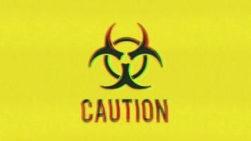 Caution Hazard Icon On Bad Old Film Tape video