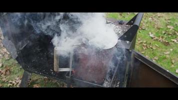 BBQ smoker with ribs inside - BBQ 014 video