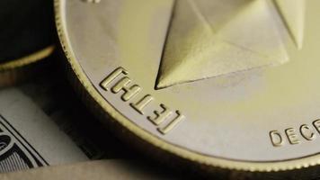 Rotating shot of Bitcoins digital cryptocurrency - BITCOIN ETHEREUM 213 video