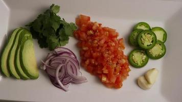 Rotating shot of beautiful, fresh vegetables on a wooden surface - BBQ 111 video