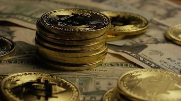 Rotating shot of Bitcoins (digital cryptocurrency) - BITCOIN 0206 video