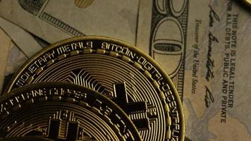 Rotating shot of Bitcoins (digital cryptocurrency) - BITCOIN 0210 video