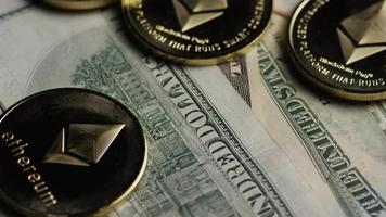 Rotating shot of Bitcoins digital cryptocurrency - BITCOIN ETHEREUM 208 video