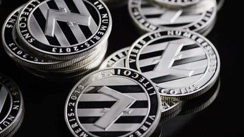 Rotating shot of Bitcoins digital cryptocurrency - BITCOIN LITECOIN 374 video