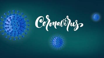 texto de caligrafía con animación de coronavirus
