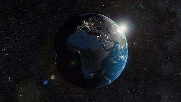 The world rotating around its axis, going from night to day video