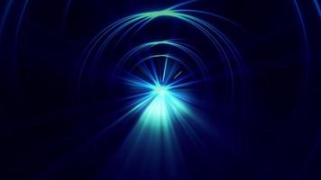 Sci fi futurista abstrato brilhante túnel estrela azul verde video