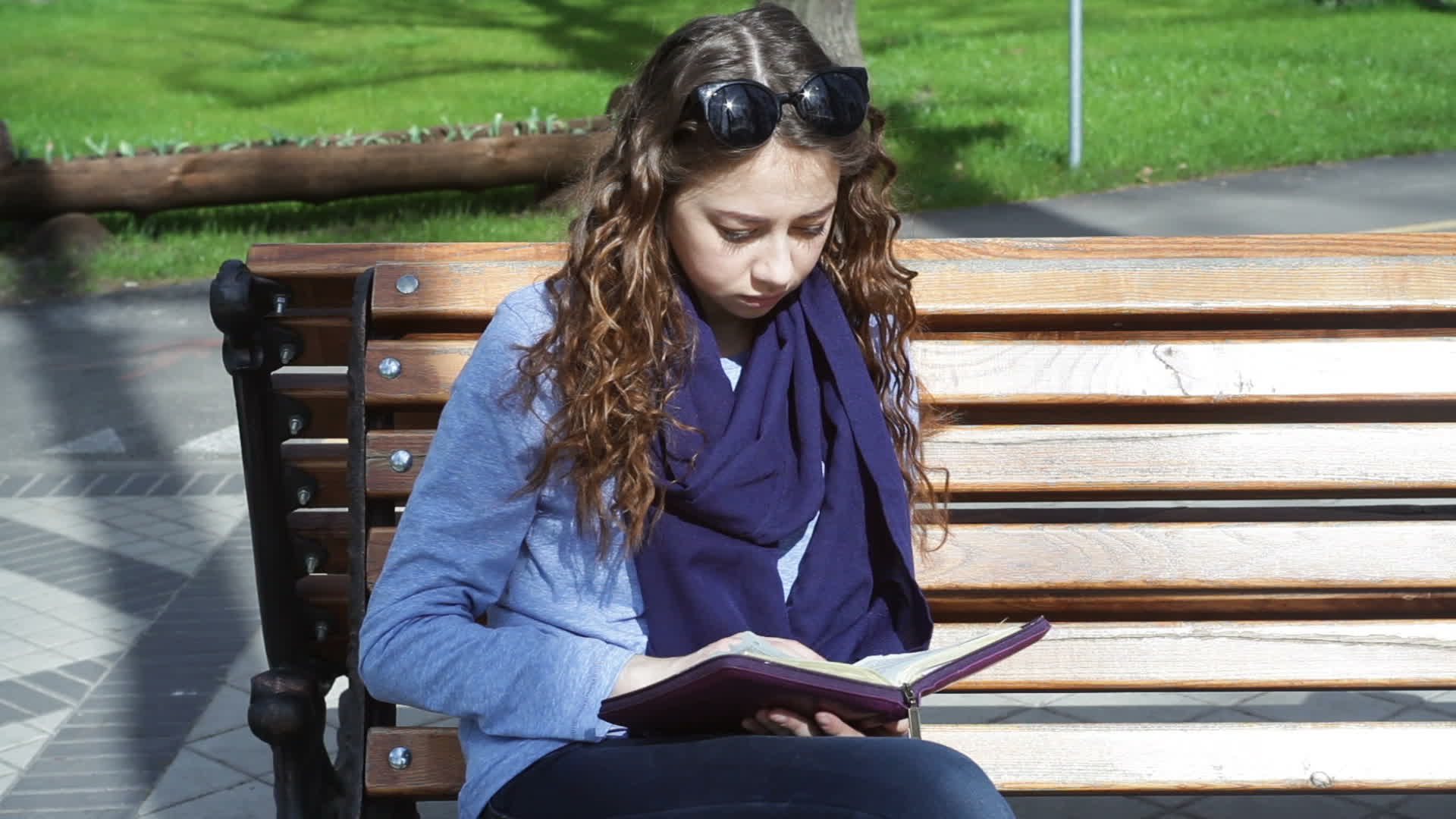 Young Woman Reading In The Park 1807778 Stock Video at Vecteezy