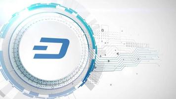 dash cryptocurrency icon animation white digital elements technology background video