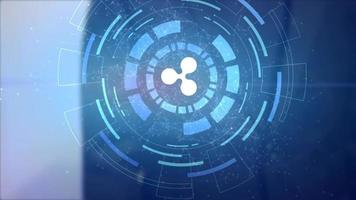 uomo d'affari mano ologramma hud proiezione ripple icona criptovaluta video