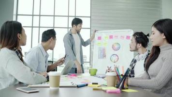 Geschäftsleute diskutieren Ideen im Büro video