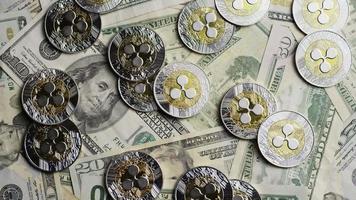 Rotating shot of Bitcoins digital cryptocurrency - BITCOIN RIPPLE 0217 video