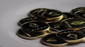 Rotating shot of Ethereum Bitcoins digital cryptocurrency - BITCOIN ETHEREUM 0048 video