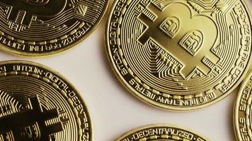 Rotating shot of Bitcoins digital cryptocurrency - BITCOIN 0119 video