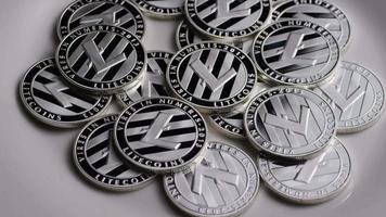 Rotating shot of Litecoin Bitcoins digital cryptocurrency - BITCOIN LITECOIN 0154 video