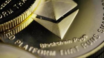 Rotating shot of Bitcoins digital cryptocurrency - BITCOIN ETHEREUM 151 video