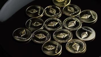 Rotating shot of Bitcoins digital cryptocurrency - BITCOIN ETHEREUM 111 video