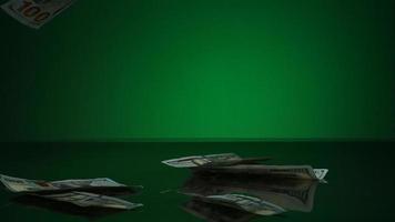 American $ 100 billetes cayendo sobre una superficie reflectante - Money Phantom 054 video