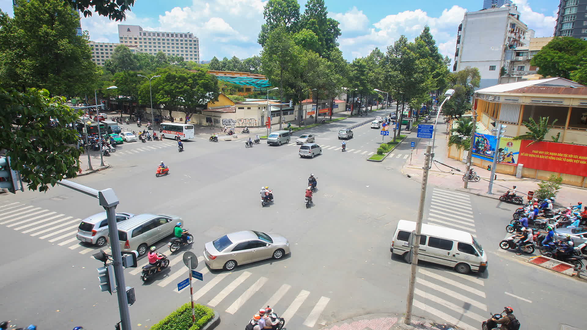 Ho chi minh city traffic at Intersection , Vietnam 1808409 Stock Video at Vecteezy