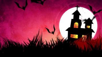 Halloween background animation with the concept of Spooky Pumpkins, Moon and Bats and Haunted Castle. video