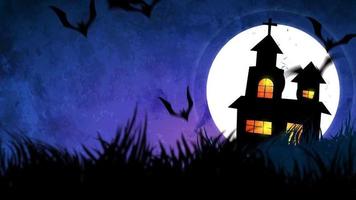 Halloween background animation with the concept of Spooky Pumpkins, Moon and Bats and Haunted Castle. video