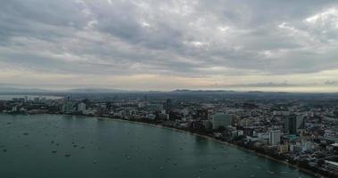 Aerial view Flying over Pattaya beach in Thailand video