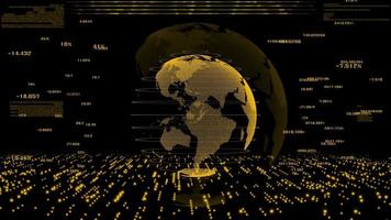 Gold world and a futuristic digital data. video