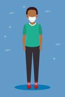 young man with a face mask vector