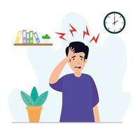 man with stress attack icon vector