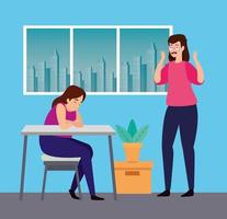 women with stress attack in the workplace vector