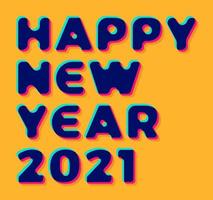 3d Stylish greeting card vector illustration on orange background. Happy New Year 2020. Trendy geometric font.